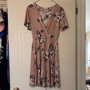 Floral Wrap Midi Dress in Pink by Monteau